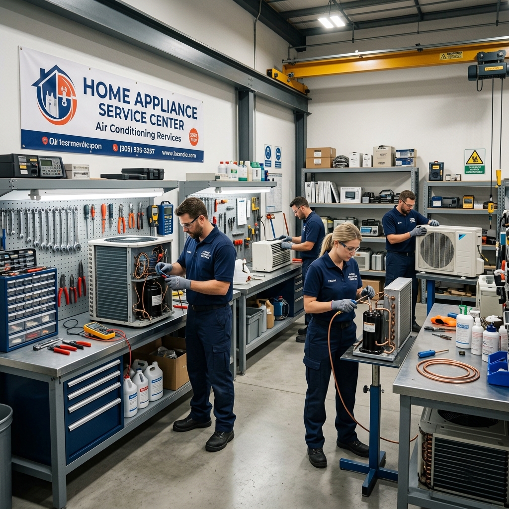 State of the art Hitachi AC service and maintenance workshop